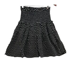 Part Two Petrea Smocked Skirt Womens‎ 34 4 Black Mini Block Print Whimsigoth New